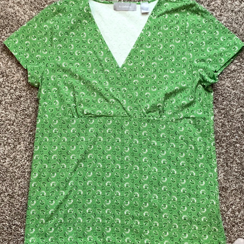Liz Claiborne, short sleeve green large blouse